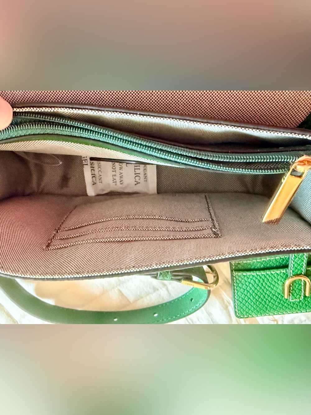Fossil 2 pc set Heritage Green Python leather crossbody bag & card wallet NWOT - Picture 7 of 8